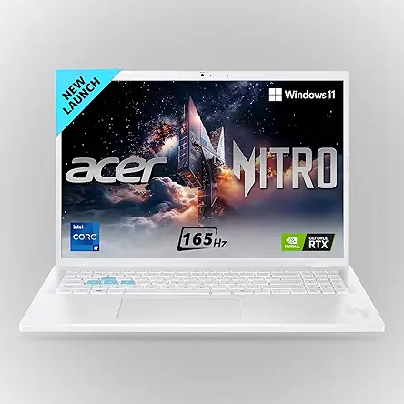 acer Nitro Lite 16,13th Gen, Intel Core i7 13620H Processor,NVIDIA GeForce RTX 3050-6 GB GDDR6,16GB/ 512 GB,16.0"/40.64 cm,165 Hz, Win 11 Home, White, 1.95 kg, NL16-71G, Backlit KB,Gaming Laptop