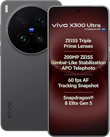 vivo X300 Ultra 5G (Eclipse Black, 16GB RAM, 512GB Storage) with No Cost EMI/Additional Exchange Offers