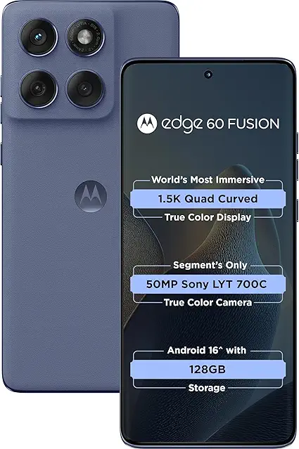 Motorola Edge 60 Fusion 5G Slipstream 8GB RAM 128GB Storage 6.67" Display 50MP OIS Camera 5500mAh Battery Dimensity 7400 Processor 68W Turbo Charger Smartphone