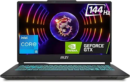MSI Cyborg 15, Intel 12th Gen. i5-12450H, 40CM FHD 144Hz Gaming Laptop (16GB/512GB NVMe SSD/Windows 11 Home/MSO 2021/NVIDIA GeForce RTX 3050, GDDR6 6GB/Translucent Black/1.9Kg) A12UDX-1468IN