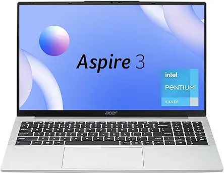 acer Aspire 3, Intel Pentium N6000, 12GB LPDDR4X RAM, 512GB SSD, HD, 15.6"/39.62cm, Windows 11 Home, Pure Silver, 1.5KG, A325-45, Thin and Light Laptop