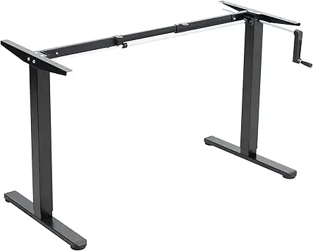 VIVO Compact Hand Crank Stand Up Desk Frame for 34 to 71 inch Table Tops, Ergonomic Standing Height Adjustable Base with Foldable Handle, Black (DESK-M051MB)