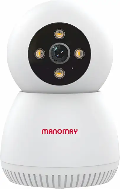 MANOMAY 3MP Wi-Fi Pan-Tilt Security Camera | BIS-ER Certified (STQC) | 360° Smart Tracking | Two-Way Audio | All Time Color Night Vision | Alexa Support | Works with Android & iOS (M1078S)