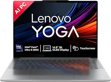 Lenovo Yoga Pro 7 Aura Edition, Intel Evo Core Ultra 9 285H, 32GB RAM, 1TB SSD, 3K OLED, Copilot+ PC, 14.5"/36.8cm, Touchscreen, Win 11, Office 24, AI Now, Grey, 1.5Kg, 83KF001LIN, AI Powered Laptop