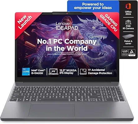 Lenovo IdeaPad Slim 3, 13th Gen Intel Core i5 13420H, 24GB RAM, 1TB SSD, WUXGA IPS, 15.3"/38.8cm, Windows 11, Office Home 2024, Grey, 1.6Kg, Backlit Keyboard, 1Yr ADP Free, 83K100PLIN, Laptop
