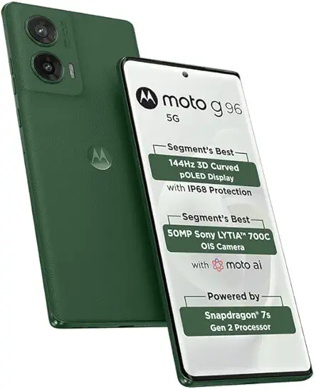 Motorola G96 144Hz 3D Curved pOLED (PANTONE Greener Pastures, 8GB RAM, 128GB Storage)