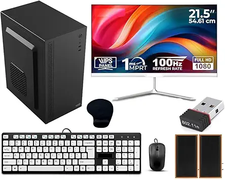 Desktop Computer Set with i7-3770 3.40GHz, 21.5-inch FHD 100Hz Monitor, 16GB RAM, 256GB SSD, Windows 10, Keyboard, Mouse, Wi-Fi Dongle, Speakers