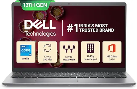 Dell 15, 13th Gen Intel Core i5-1334U (16GB DDR4, 512GB SSD) Anti-Glare FHD 15.6"/39.62cm, Windows 11, Microsoft Office Home 2024, Grey, 1.66kg, [Vostro 3530], 12 Month McAfee, Thin & Light Laptop