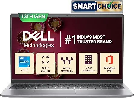 Dell 15 (Previously Inspiron), 13th Gen Intel Core i5-1334U (16GB RAM, 1TB SSD) FHD, Anti-Glare 15.6"/39.62cm, Windows 11 MSO'24, Silver, 1.62kg, 12 Month McAfee, Thin & Light, Backlit Keyboard Laptop