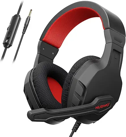 NUBWO U3 3.5mm Gaming Headset for PC, PS4, Laptop, Xbox One, Mac, iPad, Nintendo Switch Games, Computer Game Gamer Over Ear Flexible Microphone Volume Control with Mic - Orange