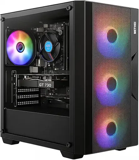 METHEI Gaming Desktop Pc Computer (Core i5-10500 10th gen // 16 GB DDR4 RAM // H-510 Motherboard // 512GB SSD // GT 730 4gb Graphic Card // Win 11 pro // MS Office 21 // VGA, HDMI, WiFi)