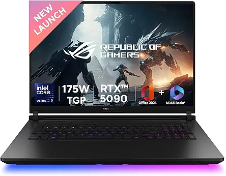 ASUS ROG Strix SCAR 18,Intel Core Ultra 9 275HX Gaming Laptop(NVIDIA RTX 5090-24GB/175W TGP/64GB/2TB/2.5K QHD+/18"/240Hz/Windows 11/M365 Basic(1Year)*/Office Home 2024/Off Black/3.30 Kg)G835LX-SA187WS
