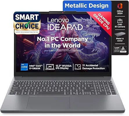 Lenovo Ideapad Slim 3, 13th Gen Intel Core i7 13620H, 16GB RAM, 512GB SSD, WUXGA IPS, 15.3"/38.8cm, Win 11, Office 2024, Top Metal Cover Grey, 1.6Kg, 83K100CJIN/S1IN, Backlit KB, Laptop
