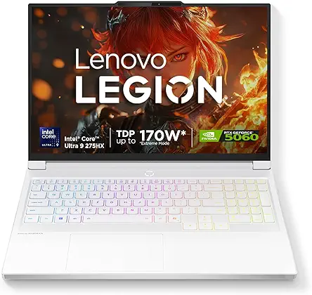 Lenovo Legion 7 2025 Intel Core Ultra 9 275HX | NVIDIA RTX 5060 8GB (32GB RAM/1TB SSD/WQXGA OLED/240Hz/16 (40.6cm)/Windows 11/Office 2024+AI Now/White/2 Kg), 83KY001FIN AI Powered Gaming Laptop