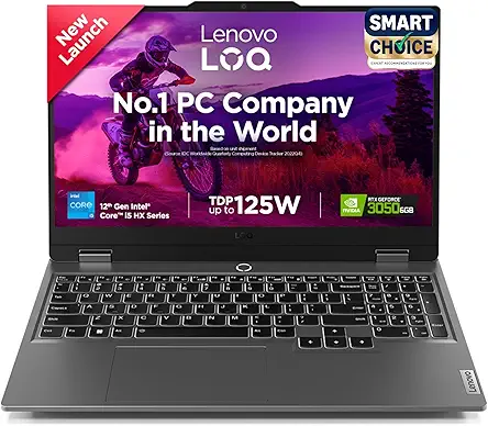 Lenovo LOQ 2024 12th Gen Core i5-12450HX | NVIDIA RTX 3050 6GB (16GB RAM/512GB SSD/15.6" (39.6cm)/Windows 11/Office Home 2024/100% sRGB/3 Mon. Game Pass/Grey/2.4Kg), 83GS00LNIN Gaming Laptop