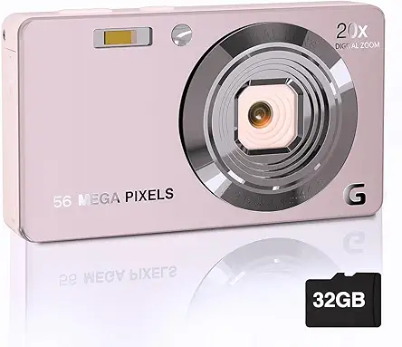 4K Cameras for Photography, Digital Point and Shoot Camera with 56Mp Autofocus 20X Zoom Anti Shake Video Camera with 32GB SD Card for Adults, Teens, Beginners