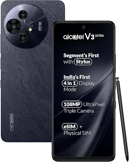 Alcatel V3 Ultra 5G (Ocean Grey, 6GB+128GB) | India’s 1st Patented NXTPAPER Superior Display |Segment's 1st Smartphone with Stylus | 108MP Ultra Pixel Camera | eSIM, NFC | with Charger