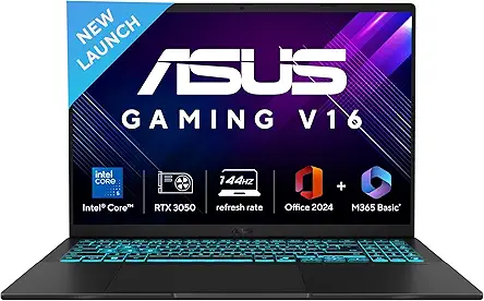 ASUS Gaming V16 (2025), Intel Core 5 210H (14th Gen), RTX 3050-6GB, 16GB RAM, 512GB SSD, FHD+, 16", 40 cm, Windows 11, M365 Basic(1yr)* Office24, Matte Black, 1.95 Kg, V3607VJ-RP134WS, Gaming Laptop