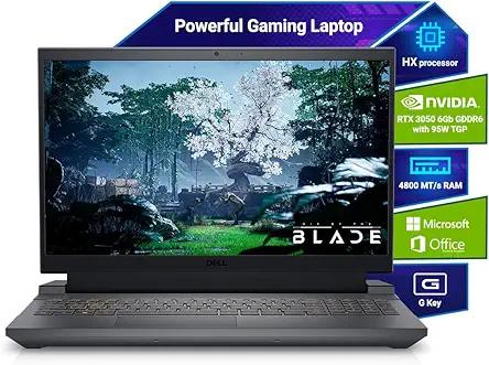 Dell G Series, 13th Gen Intel Core i5-13450HX, NVIDIA RTX 3050-6GB, 16GB DDR5, 512GB SSD, FHD, 15.6"/39.62cm, Windows 11, Microsoft Office Home 2024, 2.65KG, G15-5530, Backlit Keyboard, Gaming Laptop