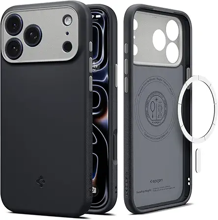 Spigen Nano Pop MagFit Back Cover Case Compatible with iPhone 17 Pro (TPU + Poly Carbonate | Black Sesame)