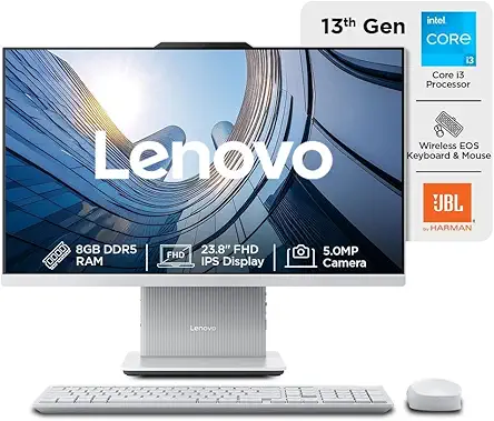 Lenovo IdeaCentre AIO 13th Gen Core™ i3-1315U 24" FHD IPS (8GB RAM/512GB SSD/Windows11/Office 24/3Wx2 Harman Speakers/Wireless EOS Keyboard & Mouse, Cloud Grey), F0HN00PGIN All-in-One Desktop