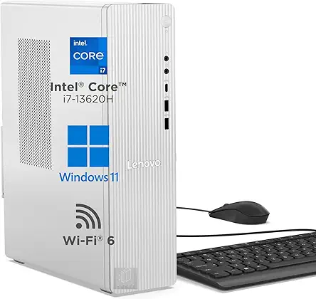 Lenovo IdeaCentre Tower Intel Core i7-13620H (32GB RAM/1TB SSD/Win 11/WiFi 6/USB Calliope Keyboard & Mouse/Grey), 90XW0084IN