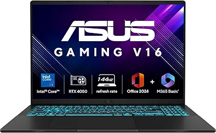 ASUS Gaming V16 (2025) 14th Gen,Intel Core 5 210H Gaming Laptop (RTX 4050-6GB/16GB RAM/512GB SSD/Windows 11 Home/16/144Hz/M365*/Office Home 2024,Matte Black,1.95 Kg),V3607VU-RP550WS