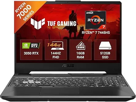 ASUS TUF A15 (2025), AMD Ryzen 7 7445HS,RTX 3050-4GB,75W TGP,16GB DDR5(Upgradeable Upto 64GB) 512GB SSD,FHD,15.6",144Hz,RGB Keyboard,Windows 11,Graphite Black,2.3 Kg FA506NCG-HN199W, Gaming Laptop