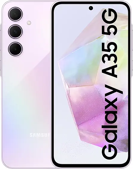 Samsung Galaxy A35 5G (Awesome Lilac, 8GB RAM, 128GB Storage) | Premium Glass Back | 50 MP Main Camera (OIS) | Nightography | IP67 | Corning Gorilla Glass Victus+ | sAMOLED with Vision Booster
