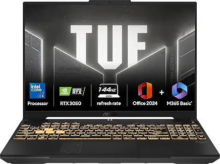 ASUS TUF Gaming F16,Intel Core 5 Processor 210H,14thGen Gaming Laptop(RTX 3050-6GB/65WTGP/16GB/512GB/FHD+/16"/144Hz/Windows 11/M365 Basic(1Year)*/Office 2024/Mecha Gray/2.20 Kg) FX607VJB-RL179WS