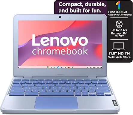 Lenovo Chromebook Intel Celeron N4500 (4GB RAM/64GB eMMC 5.1/11.6 Inch (29.46cm)/HD Display/2Wx2 Stereo Speakers/HD Camera/Chrome OS/Blue/1.21Kg), 82UY0014HA