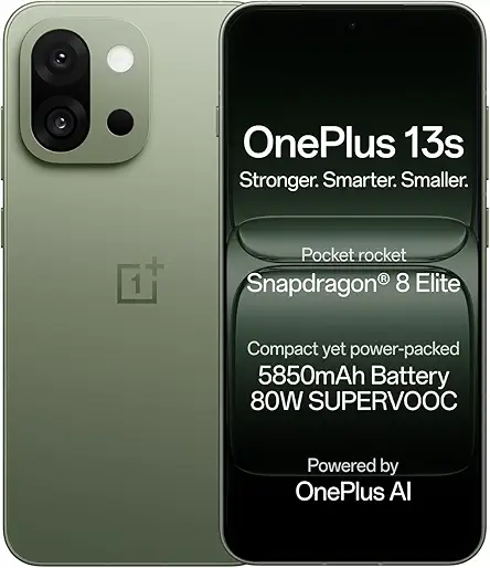 OnePlus 13s | Snapdragon® 8 Elite | Smarter with OnePlus AI | Lifetime Display Warranty | 12GB+512GB | Green Silk