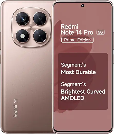 Redmi Note 14 Pro 5G Prime Edition (Champagne Gold, 8GB RAM, 256GB Storage) | 50 MP Sony Camera Setup|Corning Gorilla Glass Victus 2 | 1.5K 3D Curved AMOLED | Mediatek Dimensity 7300- Ultra