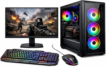 KRYNORCXY Desktop Computer PC Set | Core i5 Processor | 16GB RAM | 512GB SSD | HD Graphics 2000 | RGB 4 Fan Cabinet | 19 Inch LED Monitor | RGB Keyboard Mouse | WiFi | Windows 10 Pro