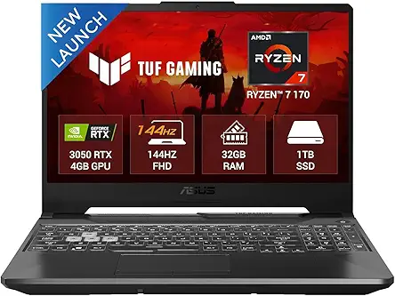 ASUS TUF A15 (2026),AMD Ryzen 7 170, RTX 3050-4GB, 32GB RAM (Upgradeable), 1TB SSD, FHD, 15.6"(39.6 cm), Windows 11, M365 Basic(1 Year),Office 2024,Graphite Black,2.3 Kg,FA506NCQ-HN010WS,Gaming Laptop