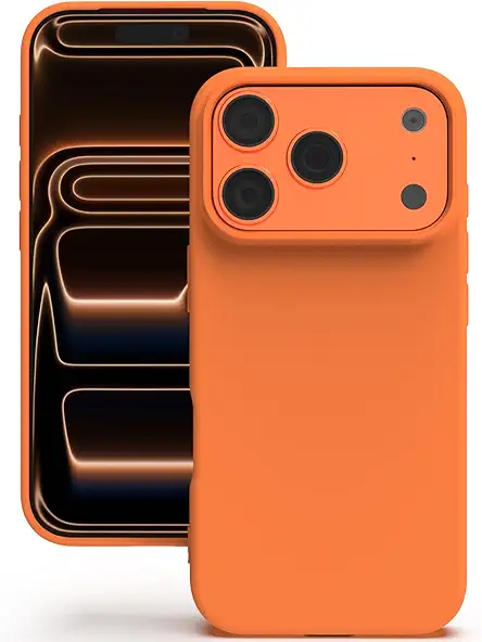 YATWIN Silicone Case for iPhone 17 Pro, Soft-Touch, Shockproof, DustProof, Antiskid Phone Cover for Apple iPhone 17 Pro - Orange