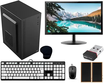 Desktop Computer Set with i5 3470, 8GB RAM, 256GB SSD, 19-inch Monitor, Keyboard, Mouse, WiFi, Speakers, Windows 10, Black